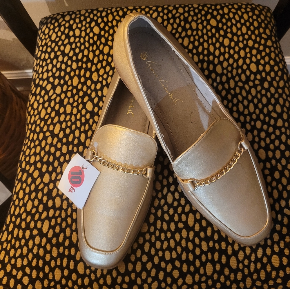 Metallic Gold Loafers